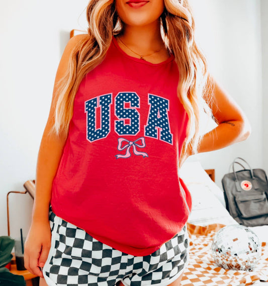 Preppy USA Coquette Bow Tank 4th of July America
