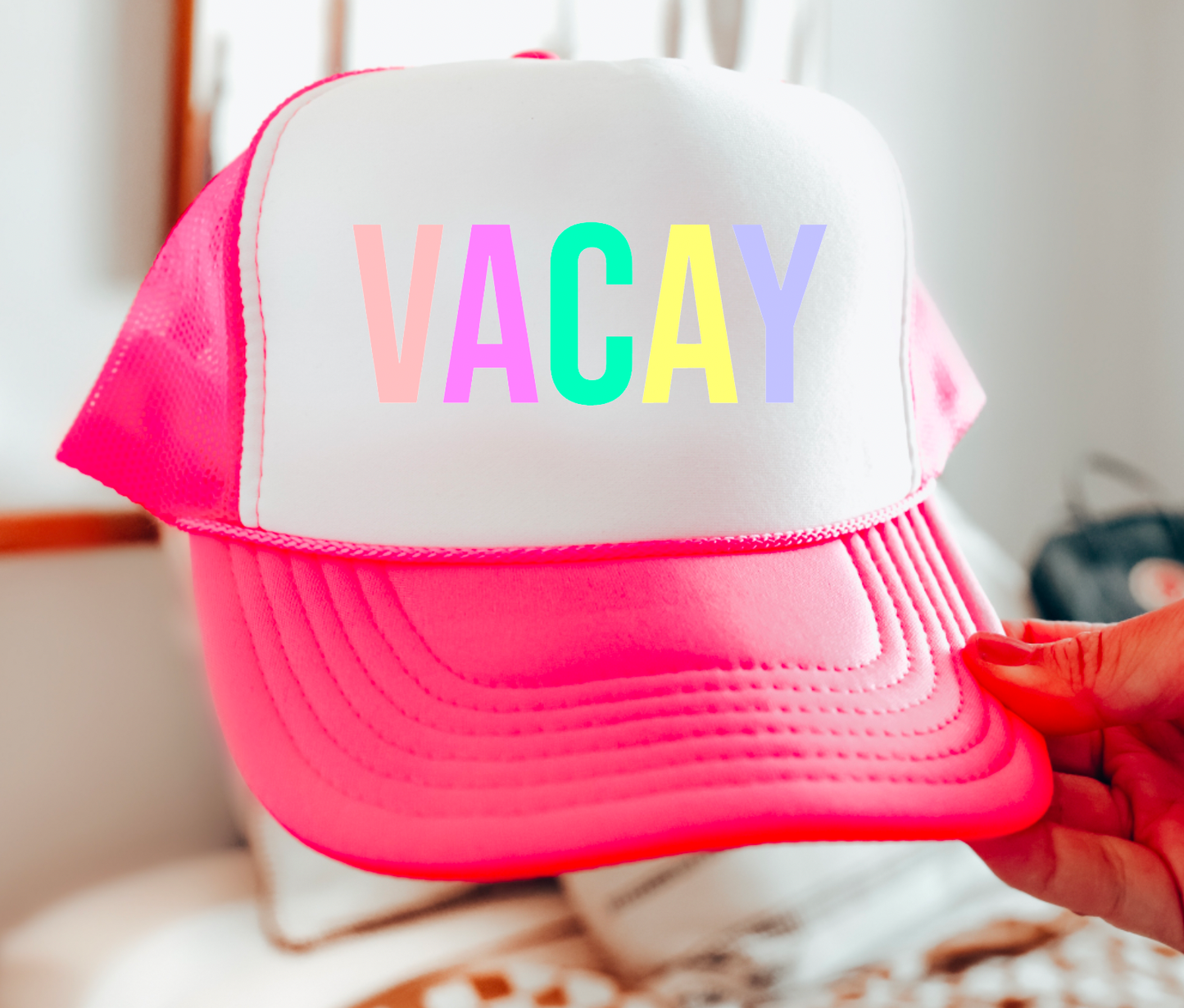 Vacay Neon Pink Trucker Cap