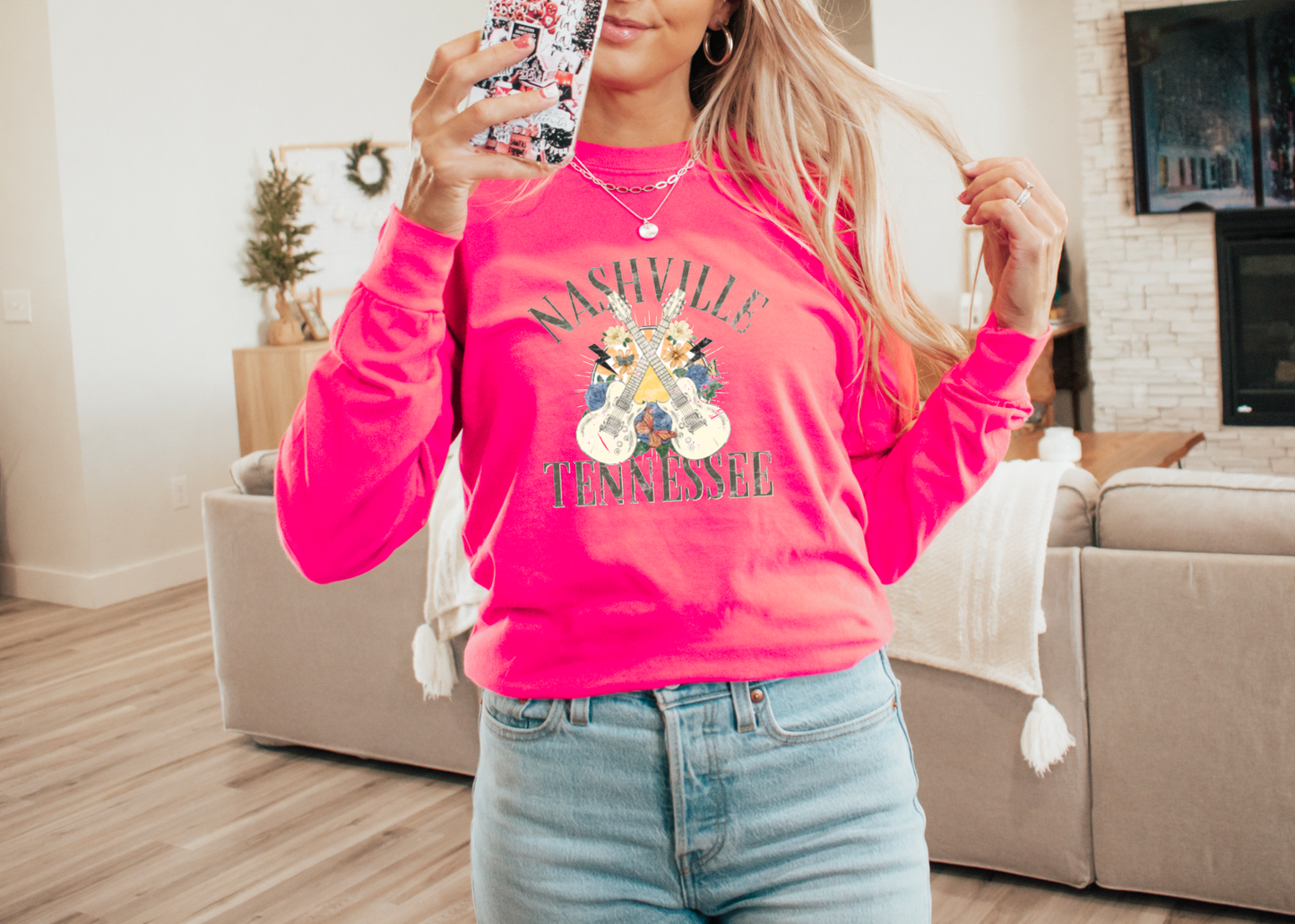 Preppy Nashville Tennessee Comfort Colors Long Sleeve Tee