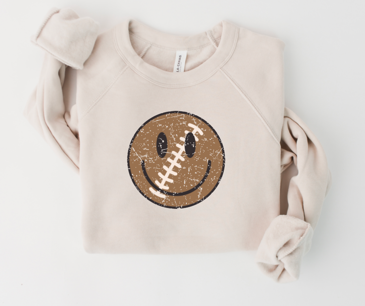 Football Smiley Face Bella Canvas Sweatshirt Football Tees
