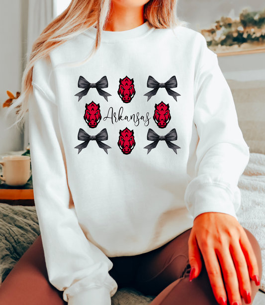 Arkansas Razorbacks Coquette Bows Sweatshirt Football