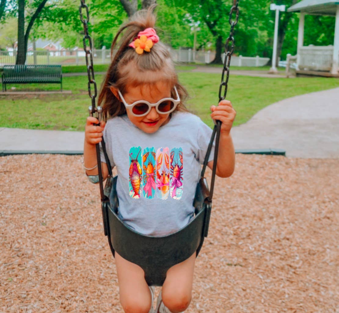 YOUTH Preppy Colorful Crawfish Season Coquette Tee Kids