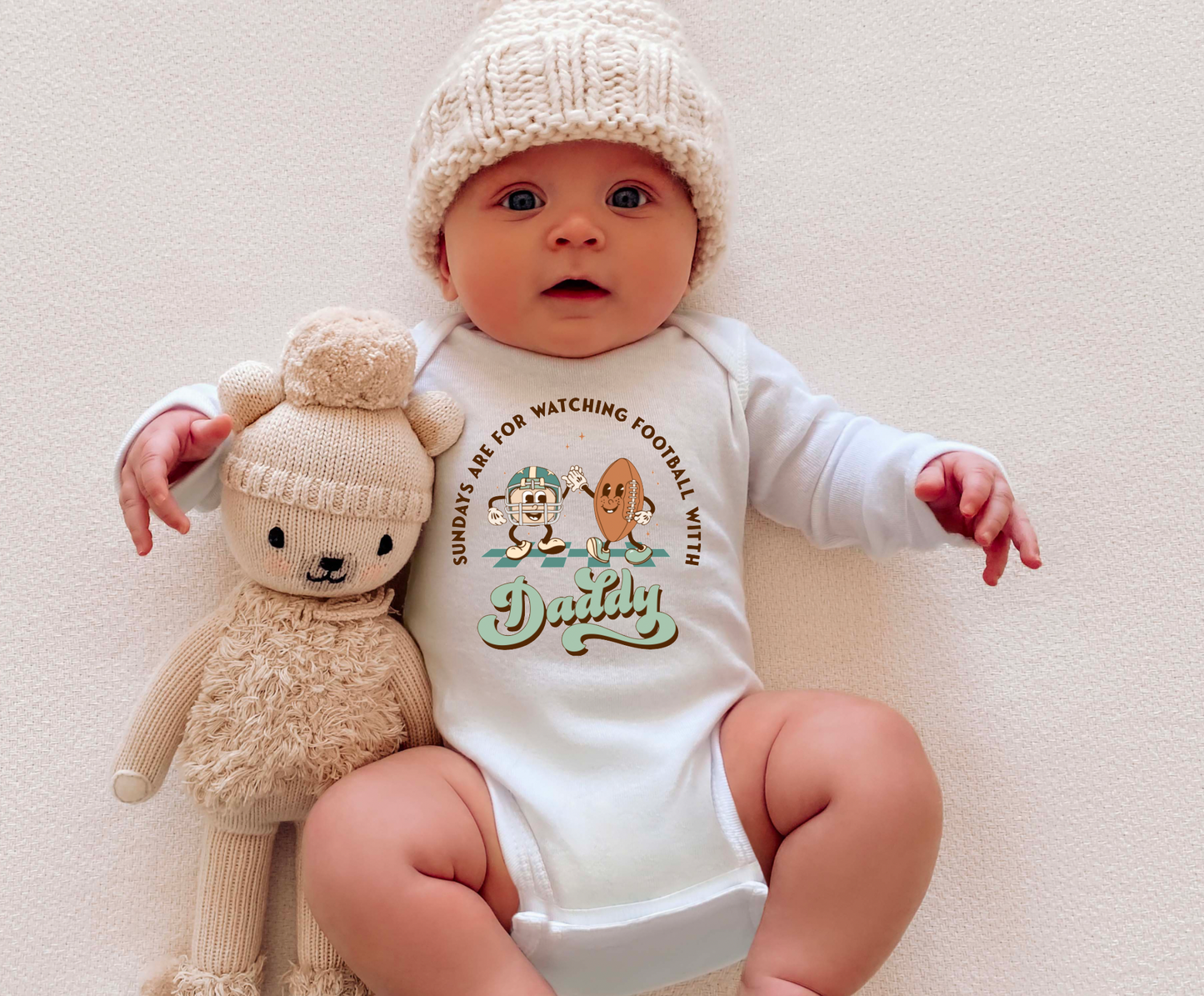 Retro Watching Football With Daddy Baby Onesie