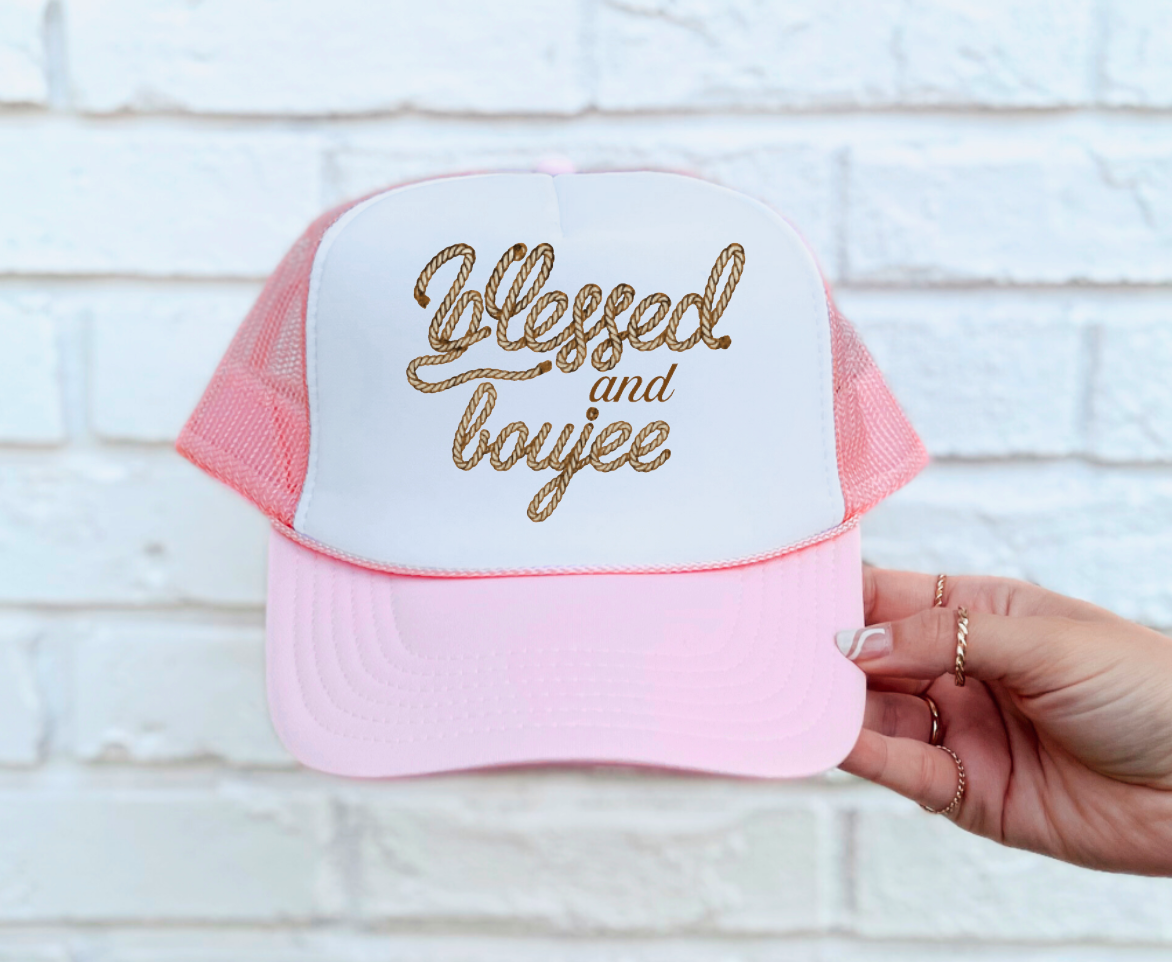 Preppy Blessed & Boujee Trucker Hat Western Country 