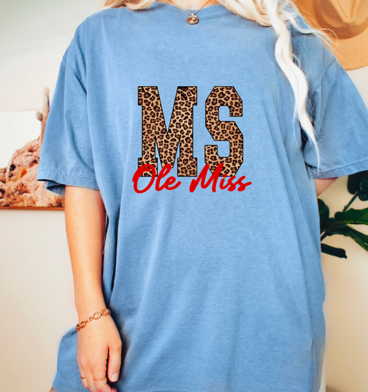 Leopard Ole Miss Mississippi Graphic Tee | MS T-Shirts