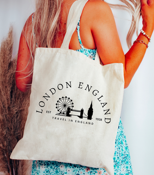London England Recycled Canvas Tote | Vacation | Preppy