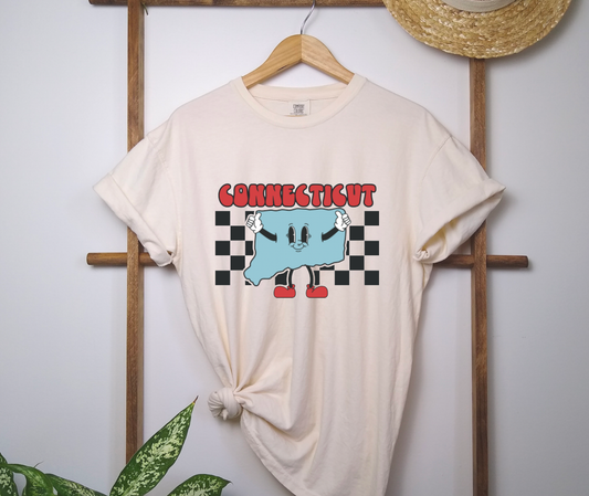 Retro Connecticut Checkered Graphic Tee | States