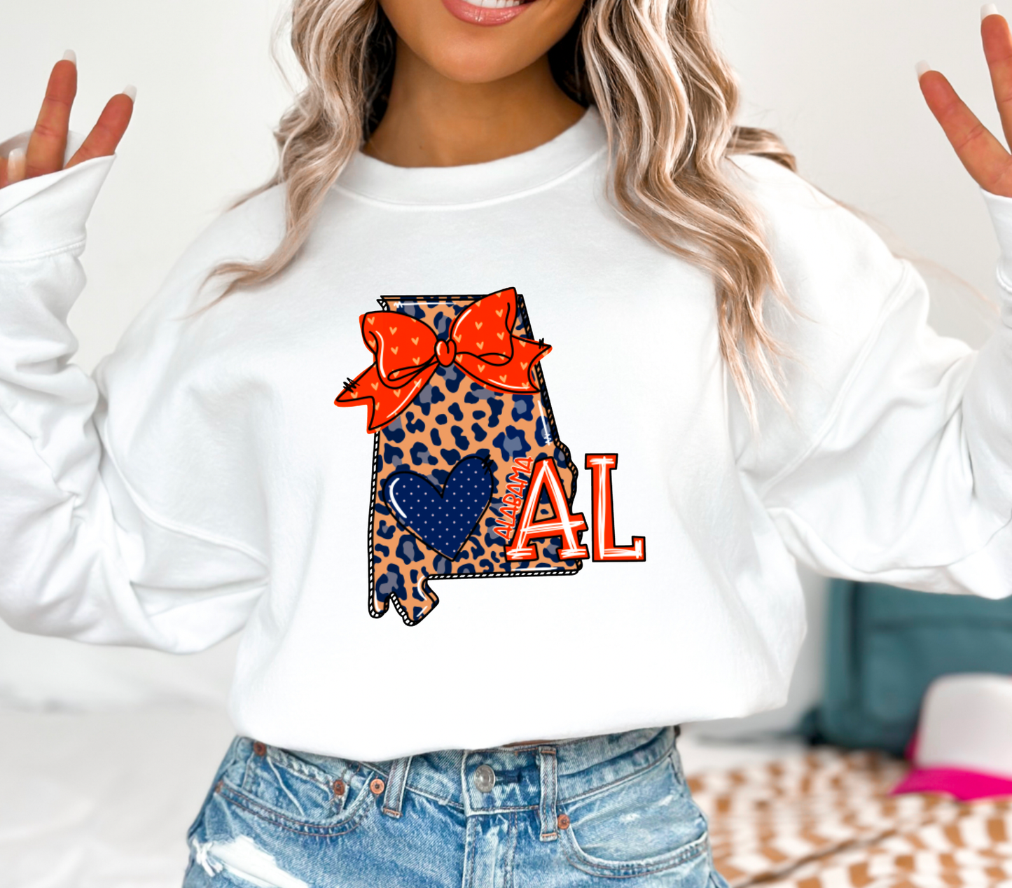 Auburn Leopard State Coquette Sweatshirt Football