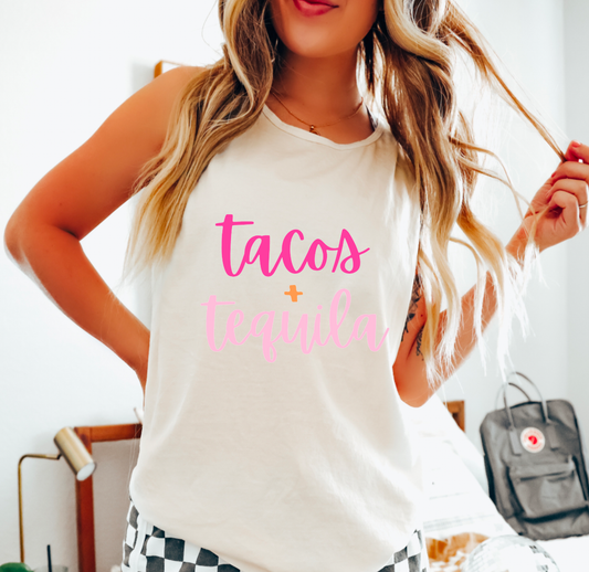 Tacos + Tequila Tank Top | Summer | Retro