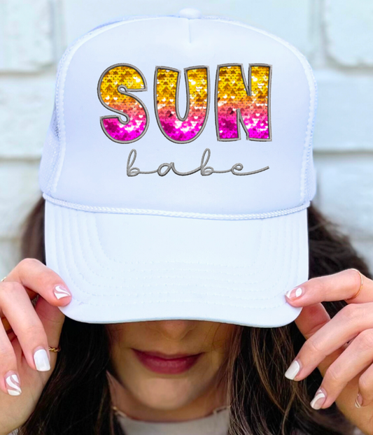 Sun Babe Faux Sequins Trucker Hat | Summer