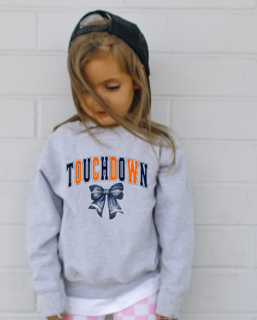 YOUTH Preppy Touchdown Football Coquette Bow Sweatshirt