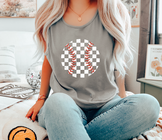 Retro Baseball Checker Tank Top | Baseball | Tank Top