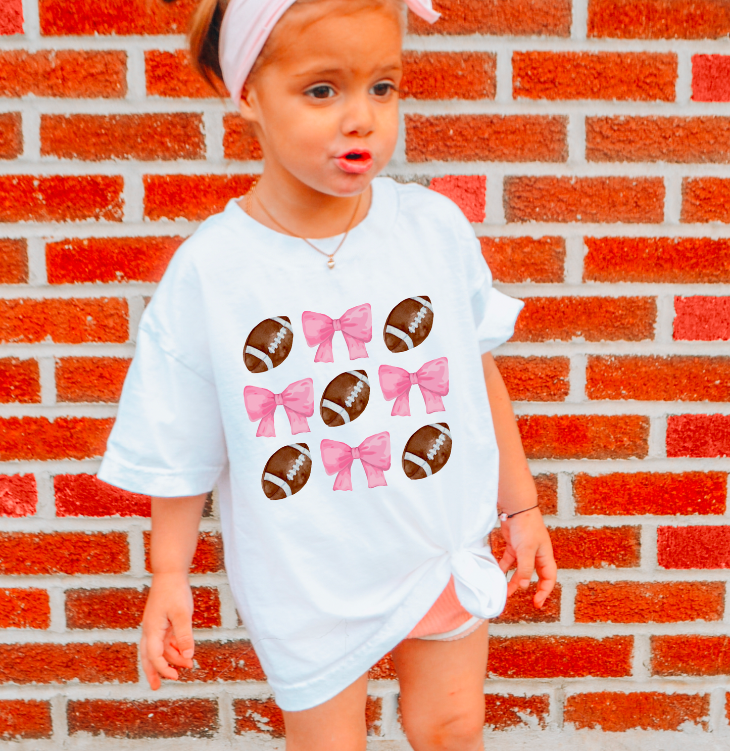 YOUTH Football Coquette Graphic Tee Kids T-Shirt Fall