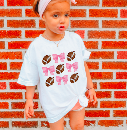 YOUTH Football Coquette Graphic Tee Kids T-Shirt Fall