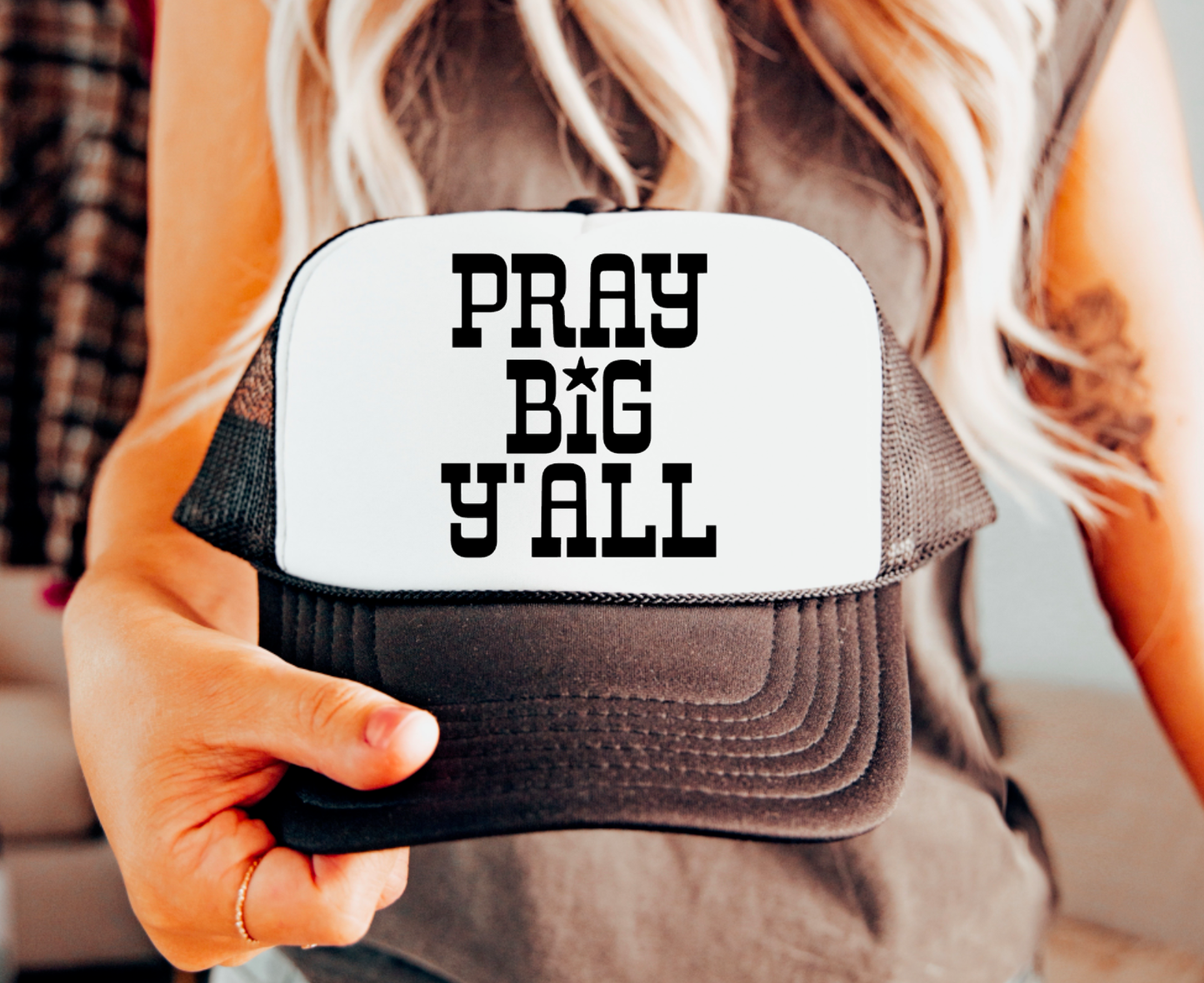 Pray Big Y’all Trucker Hat Western Faith   