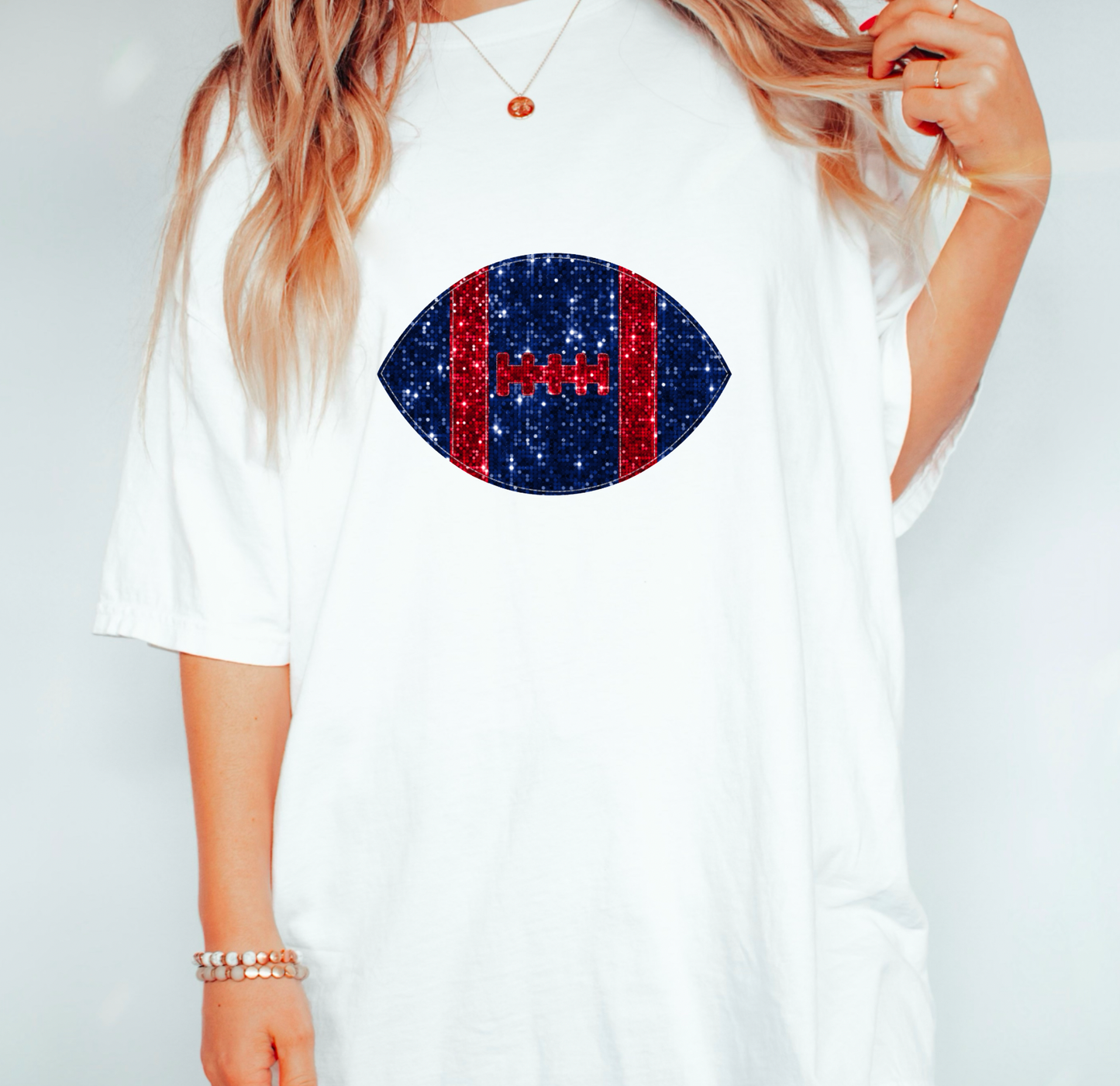 Faux Sequins Ole Miss Football Graphic Tee T-Shirt