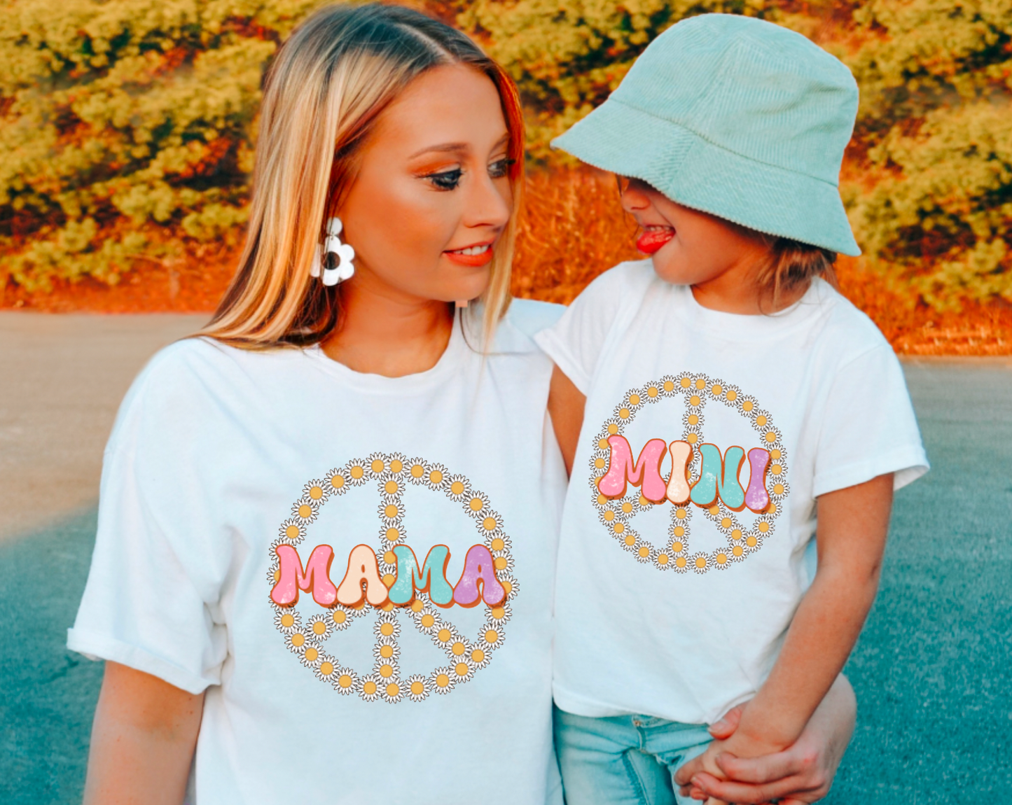Retro Floral Mama and Mini Graphic Tee | Retro | Groovy