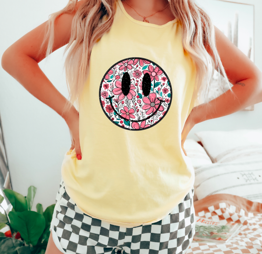 Floral Smiley Face Tank Top | Summer | Floral