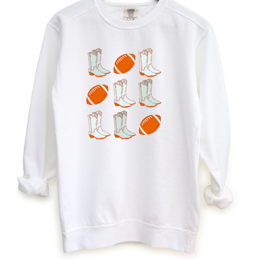 Tennessee Preppy Football Comfort Colors Sweatshirt