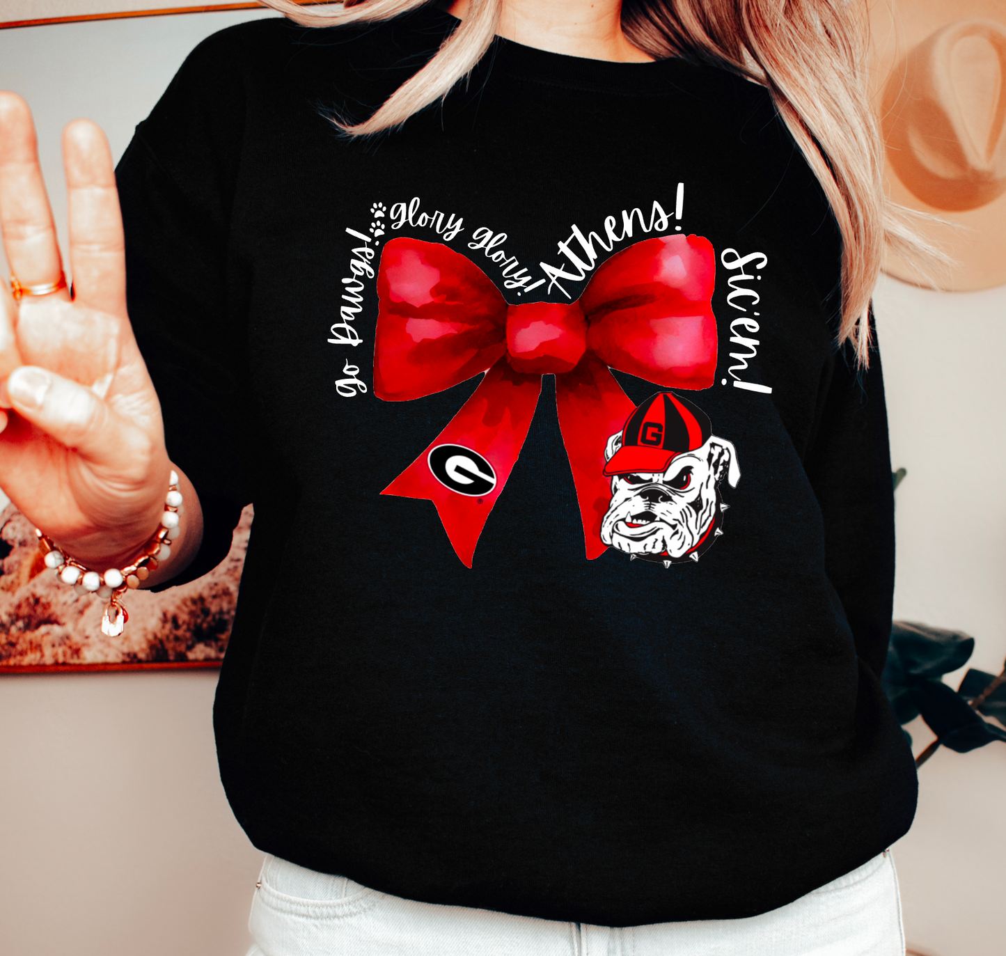 Georgia Bulldogs Coquette Bow Sweatshirt Football 