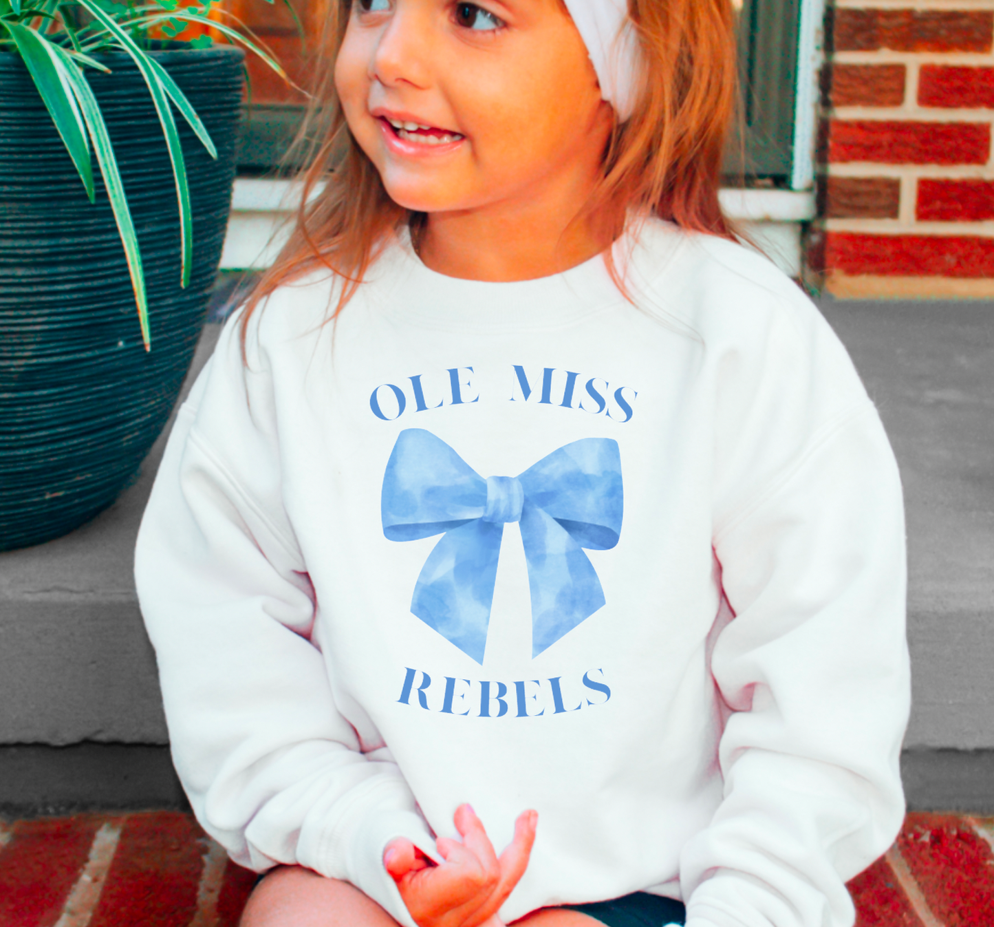 YOUTH Ole Miss Rebels Coquette Powder Blue Sweatshirt Kids