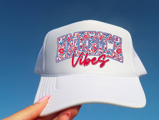 Red & Blue Chinoiserie America Vibes Trucker Hat USA Summer 