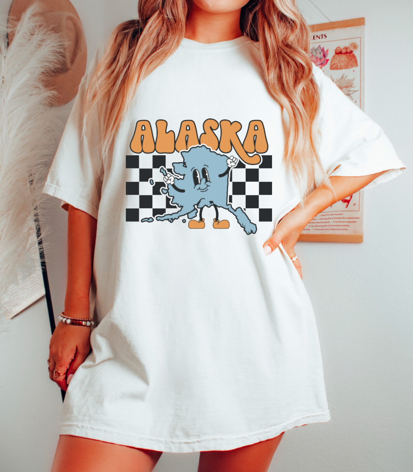 Retro Alaska Checkered Graphic Tee | States | Alaska