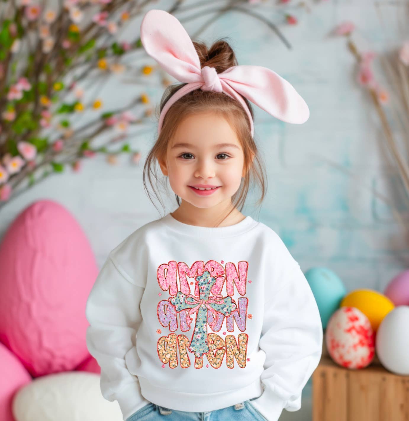 YOUTH Floral Amen Stacked Coquette Sweatshirt Spring     