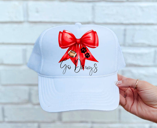 Georgia Bulldogs Coquette Red Bow Trucker Hat Football 