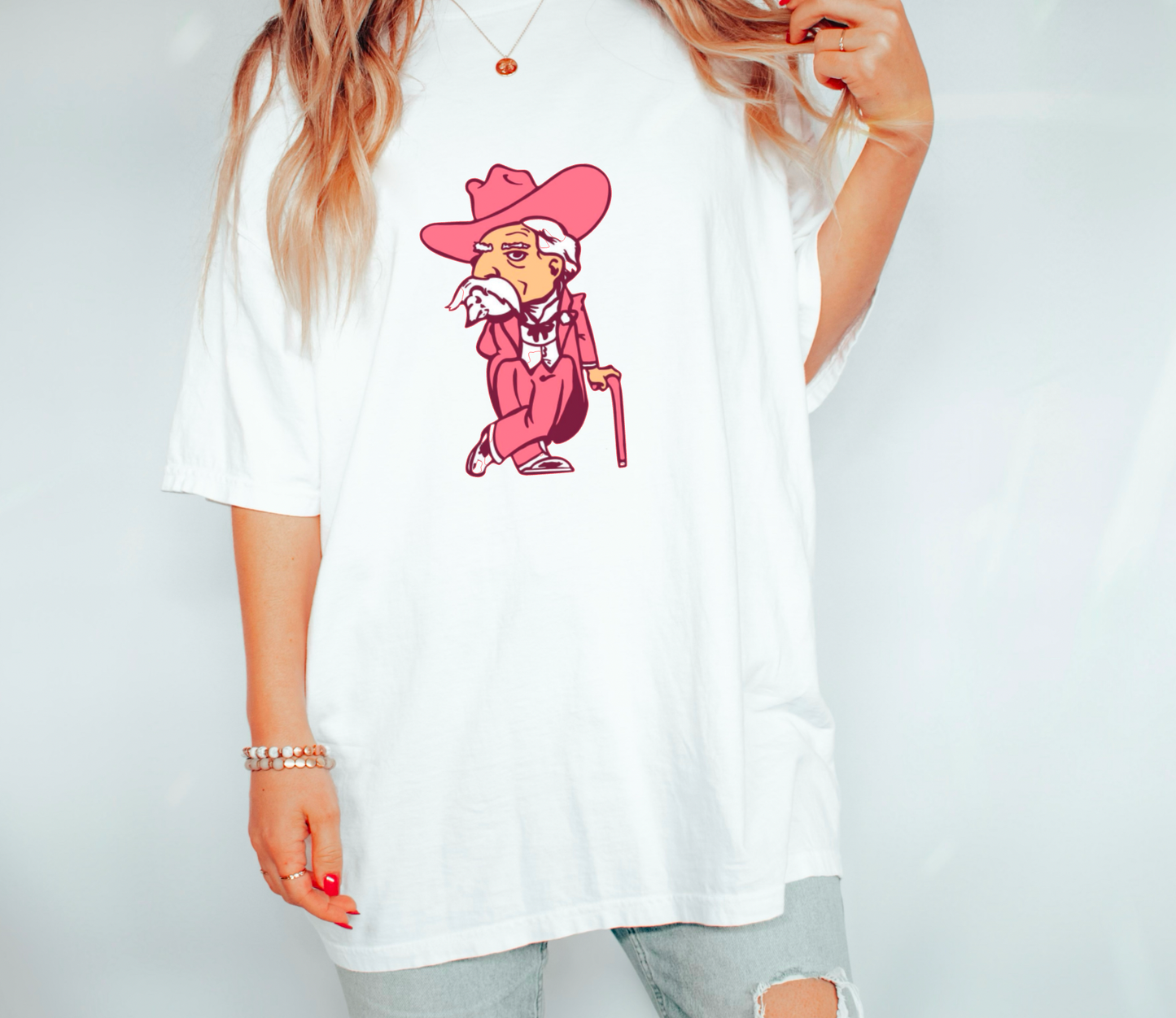 Pink Ole Miss Colonel Rebel Graphic Tee
