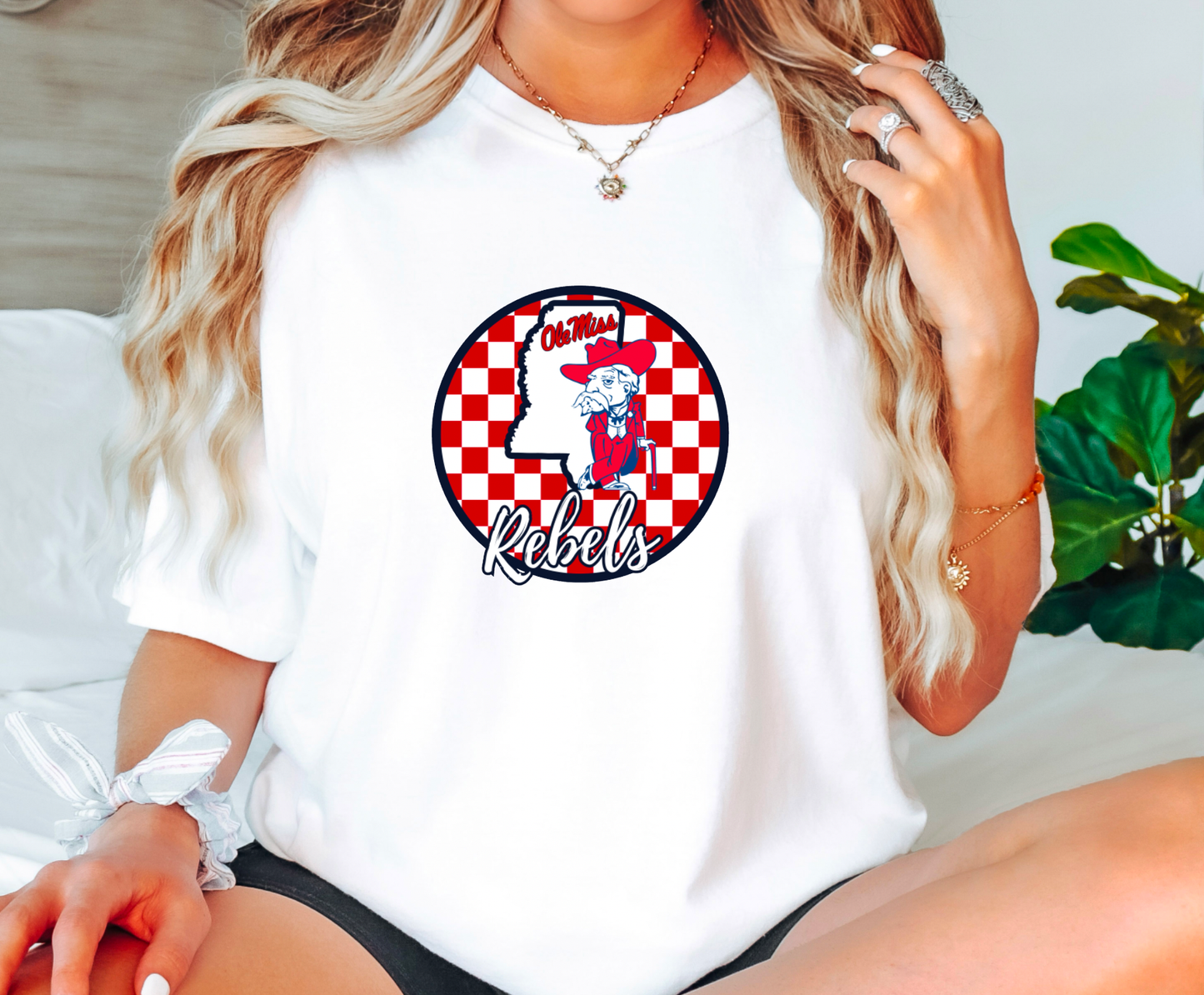 Ole Miss Checker Circle Graphic Tee Game Day Tees