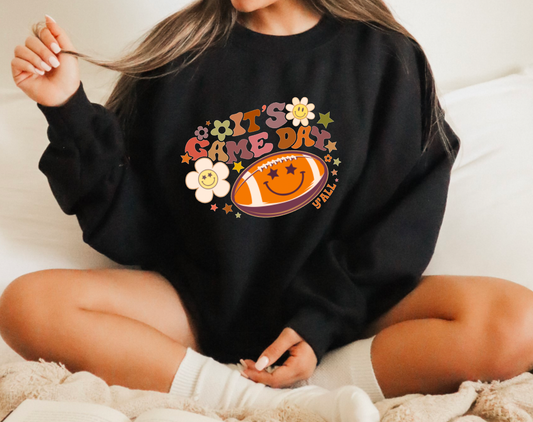 Retro It's Game Day Y'all Gildan Sweatshirt