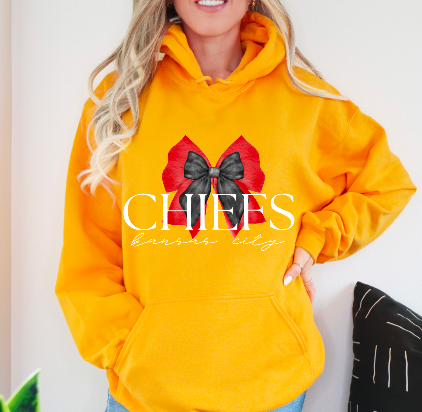 Kansas City Chiefs Coquette Bow Hoodie Football  