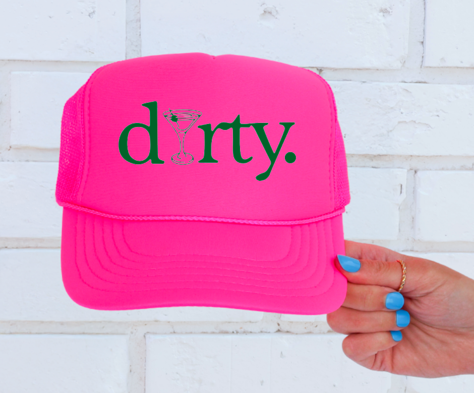Preppy Dirty Martini Cocktail Script Trucker Hat 