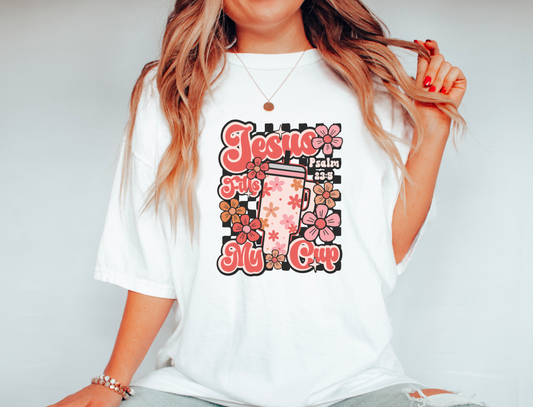 Retro Floral Jesus Fills My Cup Gildan T-Shirt