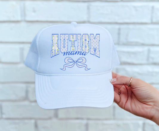 Autism Mama Spring Coquette Bow Trucker Hat 