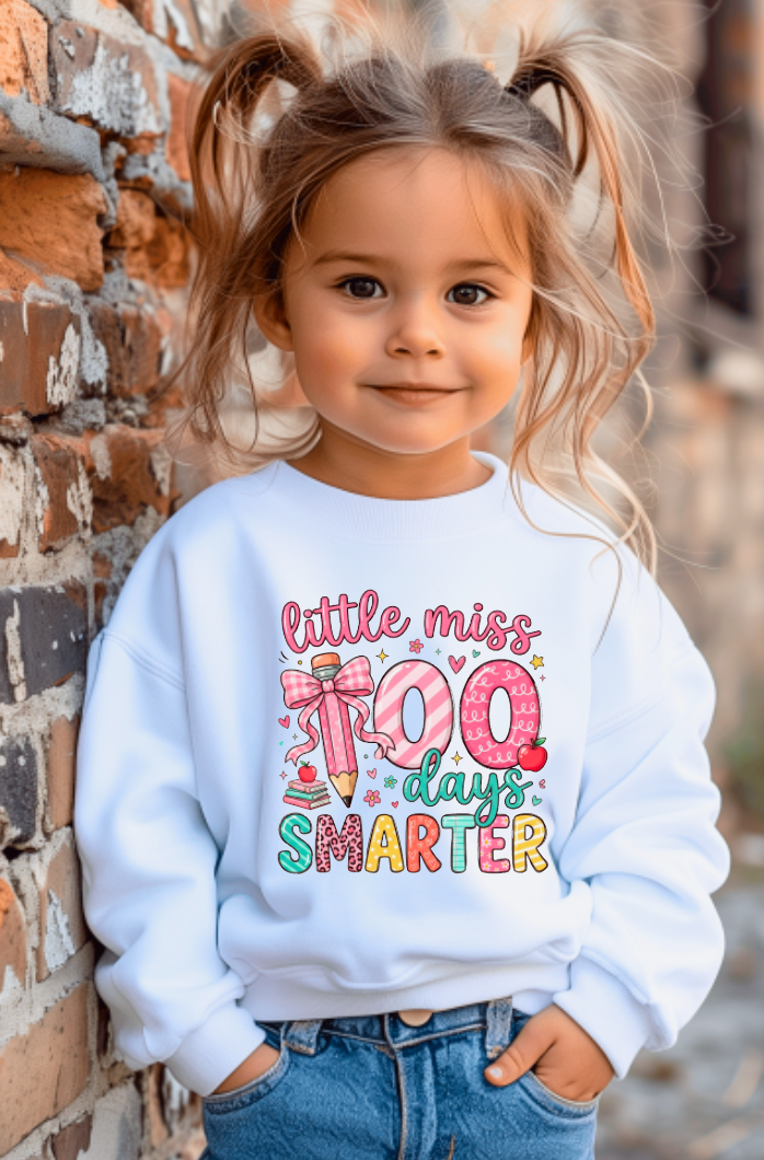 YOUTH Little Miss 100 Days Smarter Coquette Sweatshirt Kids
