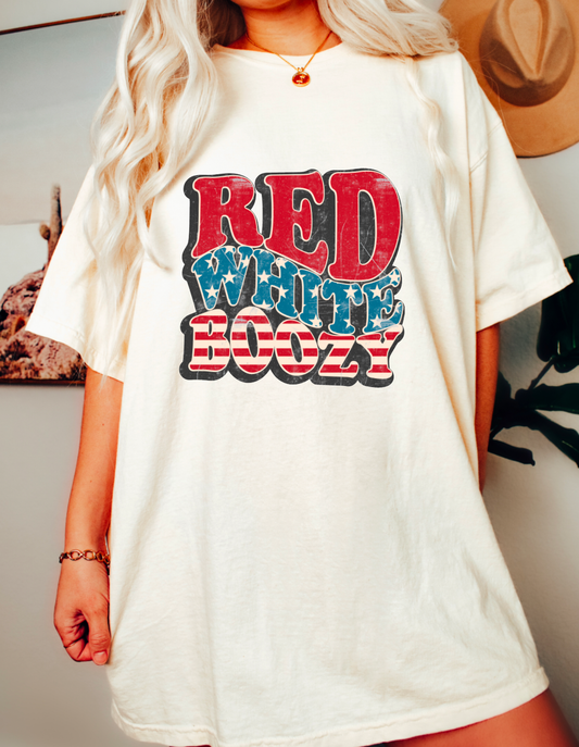 Red White Boozy Graphic Tee | 4th of July Tee | America