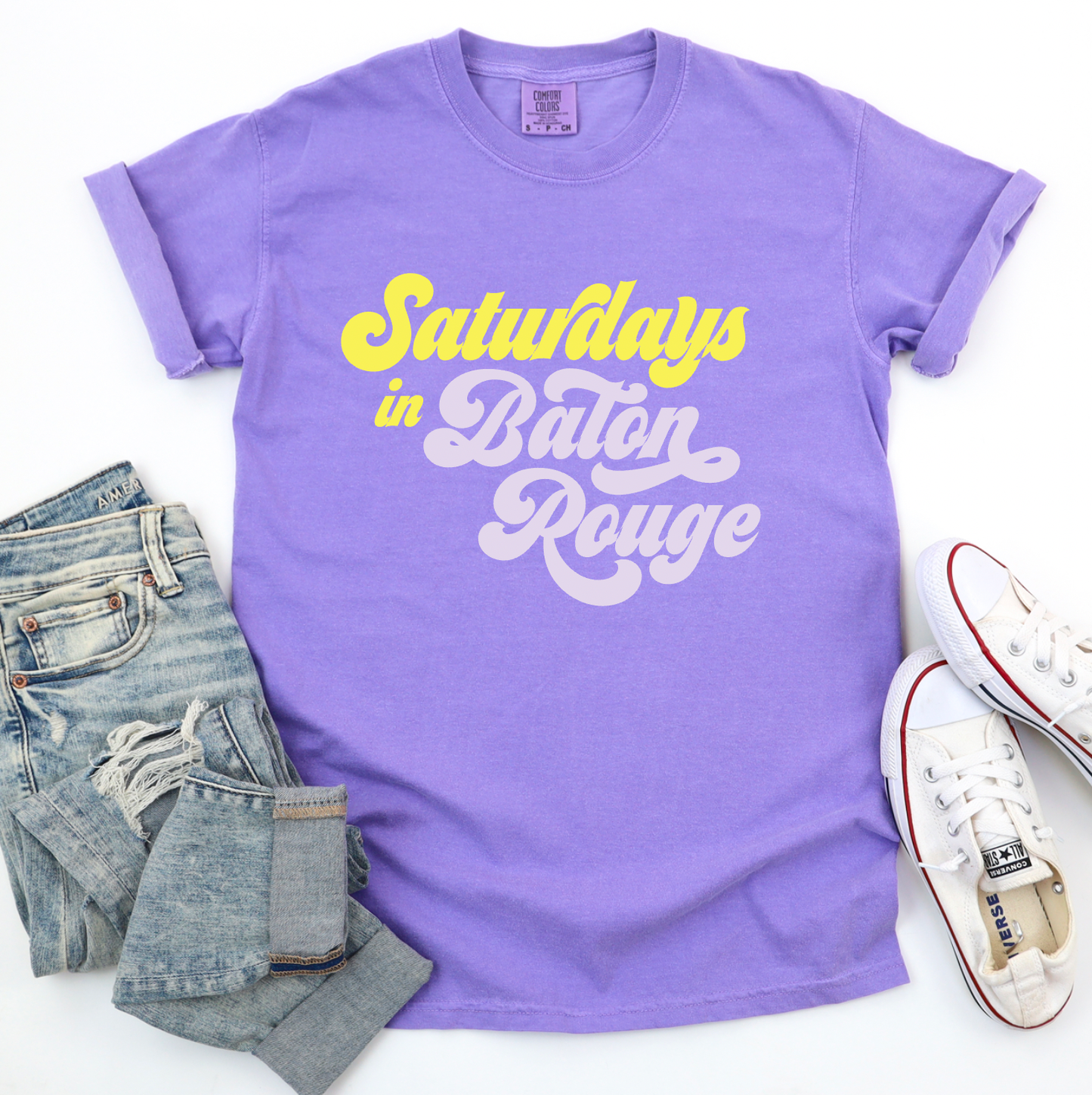 Saturdays In Baton Rouge Comfort Colors Tee LSU Tigers Tees