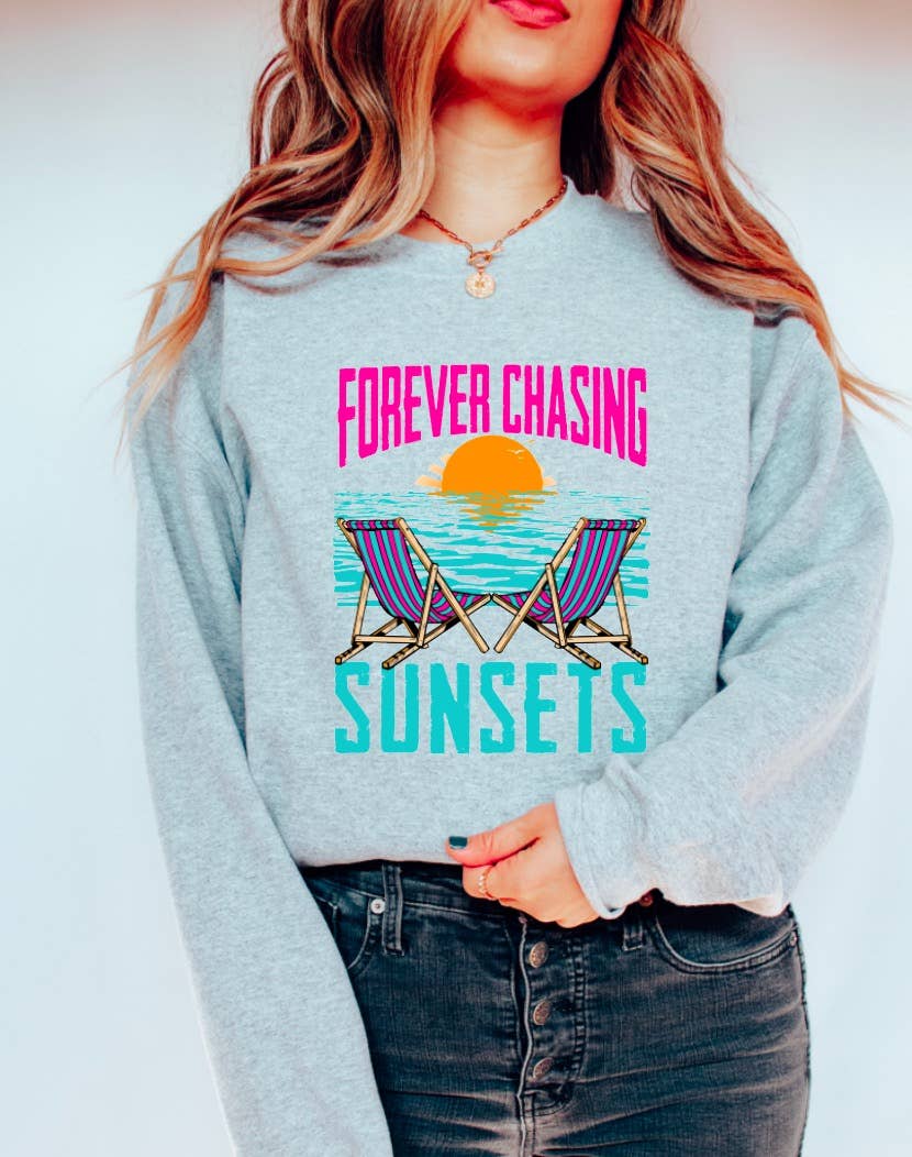 Forever Chasing Sunsets Sweatshirt Summer Beach