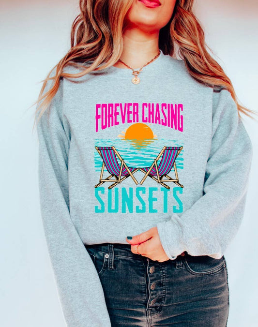 Forever Chasing Sunsets Sweatshirt Summer Beach