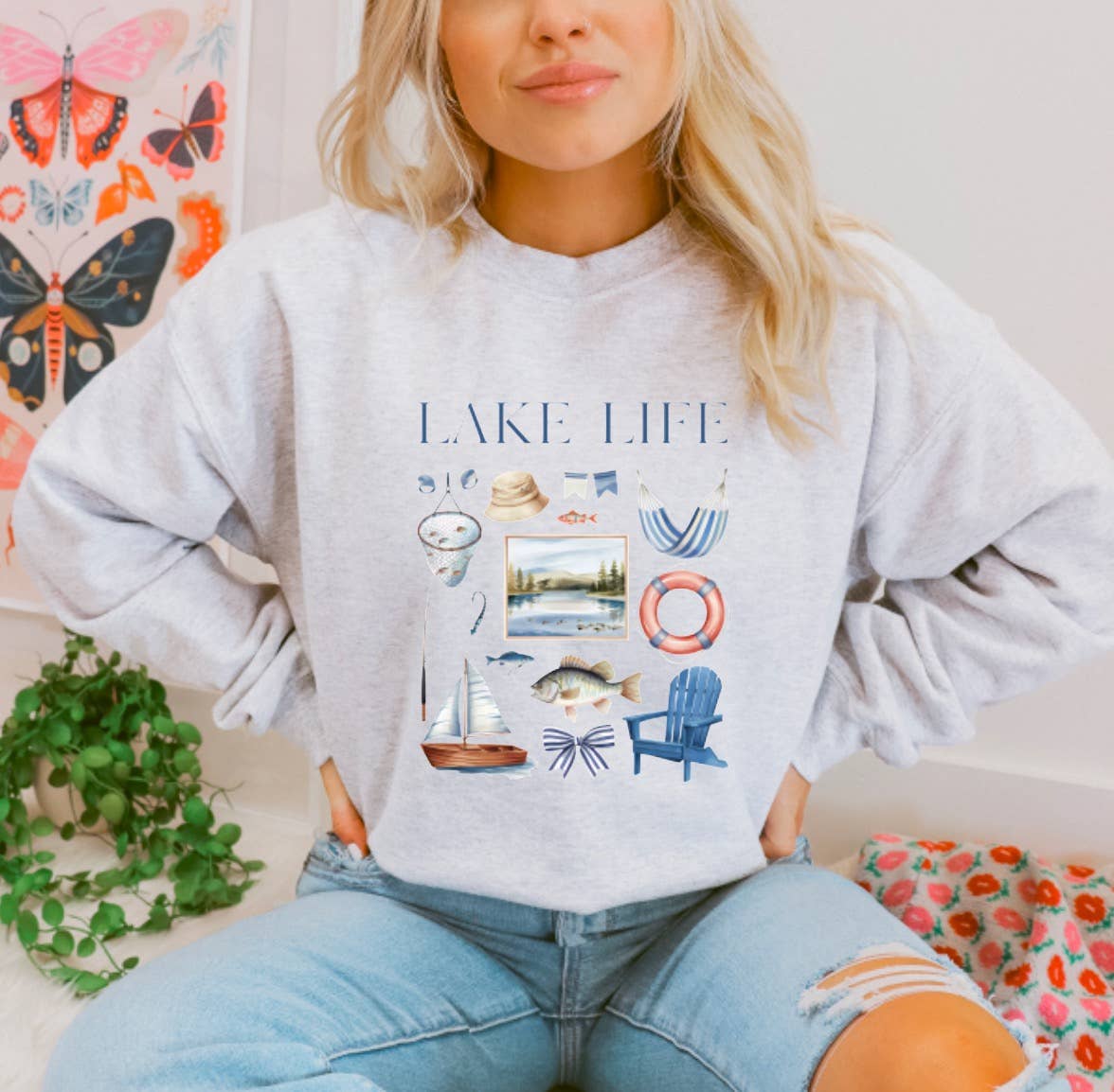 Lake Life Coquette Graphic Sweatshirt Summer   