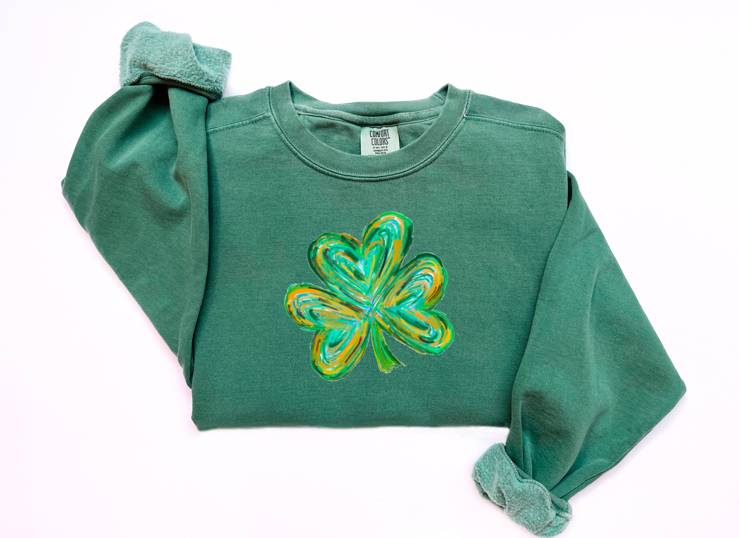 Watercolor Shamrock Clover Comfort Colors Sweatshirt