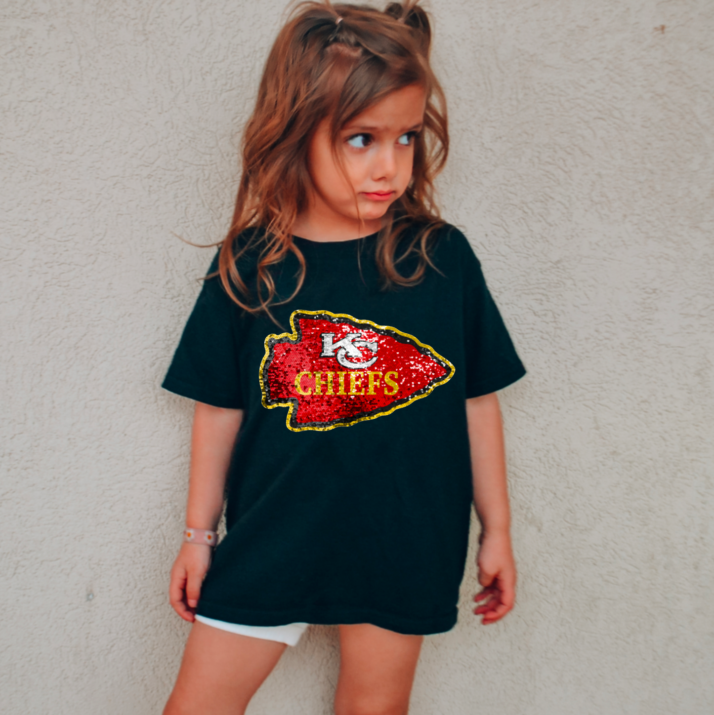 YOUTH Faux Sequins Kansas City Chiefs Kid's T-Shirt Chiefs