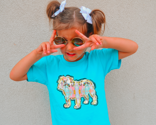 YOUTH Watercolor Bulldogs Kids T-Shirt Mississippi Football