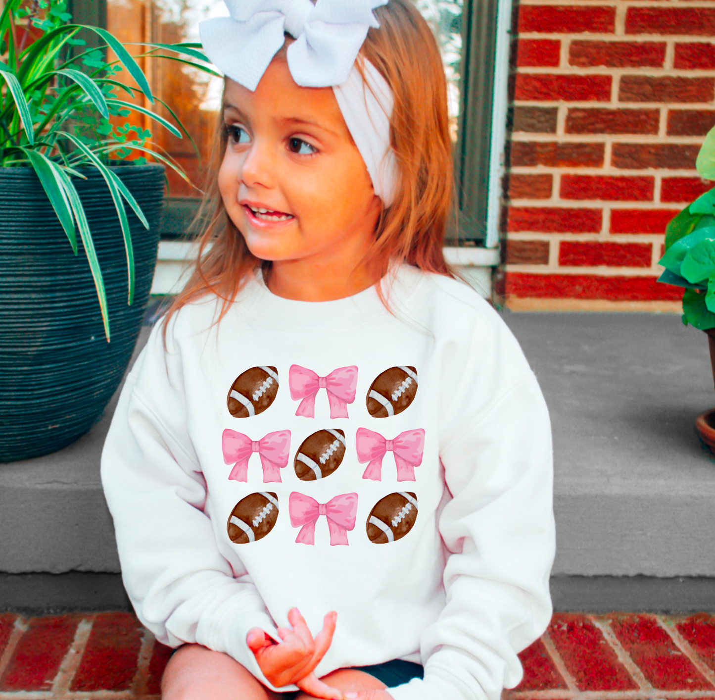 YOUTH Football Coquette Sweatshirt Kids Fall