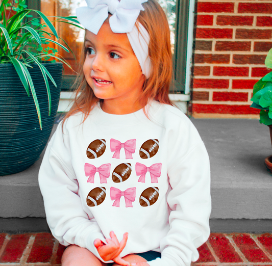 YOUTH Football Coquette Sweatshirt Kids Fall