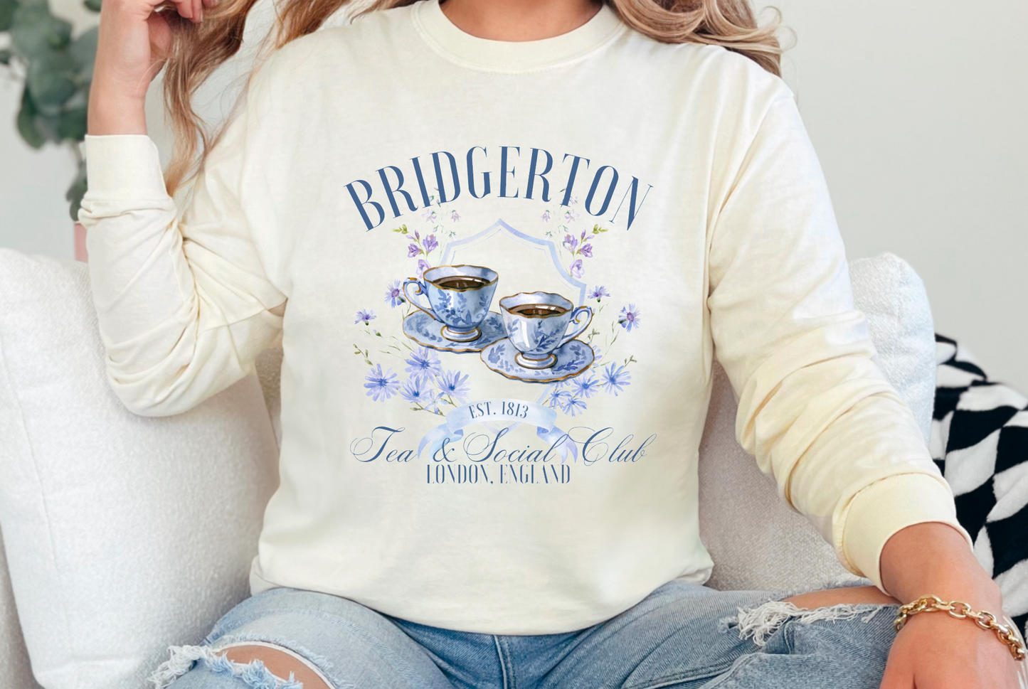 Bridgerton Tea & Social Club Graphic Long Sleeve Tee 