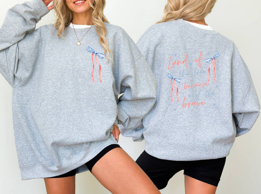 Preppy Land Of The Free Coquette Sweatshirt 4th Of July USA