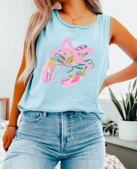 Preppy Watercolor Lobster Coquette Tank Summer Beach